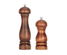 Dianoo Set di 2 Pezzi Macinapepe Manuale, Macina Sale e Pepe Macinapepe in Legno di Quercia Macina Pepe Regolabile Agitatori per Macinapepe per Sale, Pepe, Cumino
