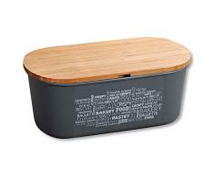 Kesper 58501 Portapane con Tagliere (Bambù FSC), Grigio