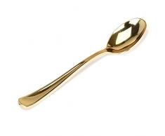 Oro | Oro Rosa | Plastica Coltello Forchetta Cucchiaio Bistecca Set Da Tavola per il Banchetto Del Partito Di Compleanno (Venduto 10pcs in un pacchetto) (Cucchiaio doro)