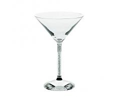 Bicchiere da Martini, bicchiere per cocktail, Collezione "Crystal Diamonds" 250 ml, vetro trasparente con strass bianchi, stile moderno - unico (GERMAN CRYSTAL powered by CRISTALICA)