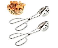 2 Pezzi Pinza Per Insalata In Acciaio Inossidabile,Da Buffet Da Pasticceria Per Torte Per Dolci,A Forbice Per Snack Vari Per Soddisfare La Maggior Parte Dei Ristoranti Cucine Bar,Lunghezza Di 25cm