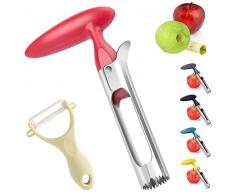 Levatorsoli Mela Togli Torsolo Mela Levatorsolo per Mele con Manico in ABS e Lama Seghettata in Acciaio Inox Strumento Di Rimozione Del Nucleo Di Mela O Pera Per Cucina Domestica (Rosso)