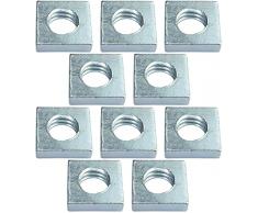 AERZETIX - C49558 - Set di 10 dadi quadrati M6 piatti profilo basso 10.0x3.0mm filettatura metrica femmina - in acciaio al carbonio - DIN 562