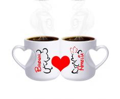 Laval Premium MM cuore tazza da caffè personalizzata con nomi corrispondenti tazze per coppia, festa della mamma, tazza di nuova sposa per matrimonio Cuore coppia tazza