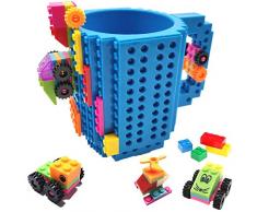 HUISHENG Build-on Brick Mug, Tazza caffè, Idee Regalo Natale Pasqua Festa del papà Halloween Compleanno, Regali Originale per Uomo Lui Donna Maestra Ragazza Ragazzi Amica Bambini, Compatibile con Lego