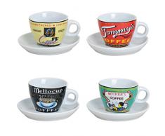 Espresso Set Tazzine da Caffè con Piattini, Moderno, Design retrò