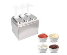 Dispenser di Salsa, Marmellata Condimento Condimento Pompa Spremi Ketchup Insalata Pepe Contenitore Utensile con Base per Cucina Ristorante(3 Pumps)
