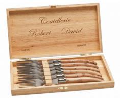Böker - Coltello Tascabile e da Cucina, Lama Robert David forchetta da Bistecca - Set Ginepro Legno, 09RD001
