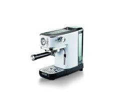 Ariete 1381/14 Macchina da caffè con manometro, compatibile con caffè in polvere e cialde ESE, 1300 W, Capacità 1,1 L, 15 bar di pressione, Filtro ½ tazze, Dispositivo Cappuccino, Bianco