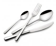 Lagostina Ambra, Set Posate per 6 Persone con 6 Forchette Tavola, 6 Coltelli Bistecca, 6 Cucchiai Tavola, 6 Cucchiaini Caffè, Set Posate in Acciaio Inox 18/10 con Finitura Lucida a Specchio