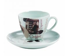 Domestic by MÃ¤ser, Serie Latte Macchiato, Tazze da Cappuccino con Piattini, in un Set da 4 Pezzi