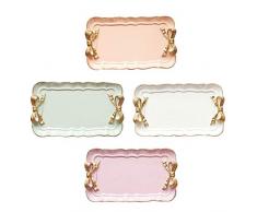 Eillybird - Vassoio in resina a doppio foro intagliato per torte, gioielli, cosmetici, dessert, piccolo vassoio per dolci, decorazione nordica, 7,87 cm