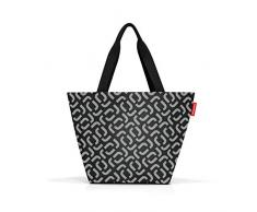 Reisenthel shopper M - Borsa della Spesa Capiente ed Elegante, Chiusura con Cerniera, Design Pratico, Tasca Interna con Zip, Tessuto Idrorepellente, 15 L, Fantasia Nero Signature