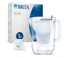 BRITA Caraffa filtrante per acqua Style Grey (2.4L) incl. 1 x filtro MAXTRA PRO All-in-1 - caraffa adatta al frigorifero con LED-LTI intelligente & coperchio ribaltabile - ora in confezione Smart Box