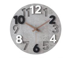 Sinsoledad 30cm Grande Orologio da Parete Moderno Legno Silenzioso 3D per Cucina Soggiorno Camera da Letto Ufficio (Grigio)