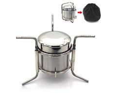 Lixada Fornello da Campeggio Fornello da Cucina in Acciaio Inossidabile Fornello da Esterno Pieghevole Mini fornello a Spirito Picnic BBQ Fornello