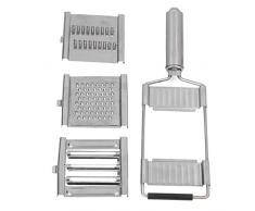 Tagliaverdure in Acciaio Inossidabile con 3 Lame Intercambiabili, Multifunzione Affetta Verdure Grattugia Manuale Tagliaverdure Utensili Da Cucina