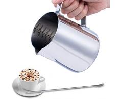 Emsmil 600ml Lattiera Brocca da Latte Art Professionale Decor Acciaio Inox Lattiere Bricco con Marchio di Misurazione e caffè Latte Art Pen per Cappuccino da Barista Espresso Making