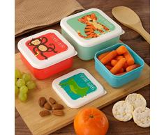 Set da 3 scatole scatoline portapranzo porta pranzo per bambini design Animali dello zoo