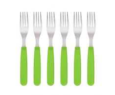 GRÄWE 6 forchette da tavola, in acciaio inox, con manici colorati, colore: verde