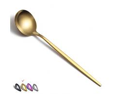 HOMQUEN Cucchiai da Tavola in Oro Opaco, Confezione da 6 Cucchiai da Tavola Grandi da 8,1 Pollici Cucchiaio da Dessert Cucchiaio da Dessert Posate Per la Cucina di Casa o Il Ristorante