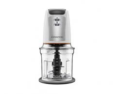 Kenwood Chopper CHP61.100WH, Potenza 500W, Ciotola da 0.5L, 2 velocità, Sistema a quattro lame, Anello antiscivolo per la stabilità del tritatutto, Lavabile in Lavastoviglie, Bianco/SIlver