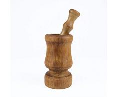 Woddun Mortaio con pestello, in legno di noce – mortaio con ciotola in legno di noce, set macinaspezie, macinino piccolo con pestello, diametro 7 cm, altezza 12 cm, profondità 6 cm