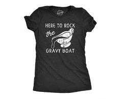 Maglietta da donna Here to Rock The Salsiera divertente per cena del Ringraziamento, Erica Nero - Sugo, XXXL