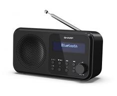 SHARP Radio digitale portatile DR-P420 (DAB/DAB+/FM con RDS, USB, Bluetooth 5.0, funzioni di sveglia con jack da 3,5 mm), nera