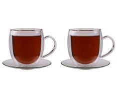Feelino® Bicchieri da tè a doppia parete con manico (2 x 270 ml) – bicchieri per vin brulé, tazze da tè a doppia parete con manico, bicchieri da punch, bicchieri termici, bicchieri da vino brulé