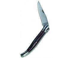 LAGUIOLE - Coltello pieghevole e Astuccio di pelle nera - Confezione Regalo - Manico di palissandro e acciaio inossidabile - Coltello da tasca - acciaio inossidabile, palissandro - Marrone scuro