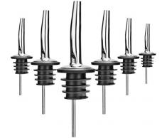 com-four® 6x versatore per bottiglie - versatore dosatore in acciaio inossidabile - porzionatore per grappa, rum, whisky, bevande o aceto e olio (06 pezzi - color argento - senza coperchio)