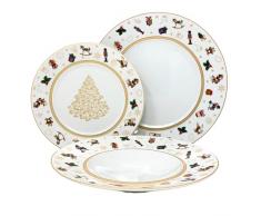 NAMAI Servizio Piatti Natalizi - Set Piatti 6 Persone - Adatti alla Lavastoviglie -Porcellana - Piatti Moderni - Articoli Natalizi (6)