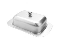 Hduacuge Recipient - Contenitore per piatto di burro in acciaio , vassoio di conservazione per deposito, elegante server di formaggio con coperchio facile da tenere