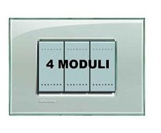 BTicino Livinglight Placca, 4 Moduli, Forma Rettangolare, Ghiaccio
