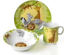 Ritzenhoff & Breker 006940 - Set di stoviglie per Bambini, 3 Pezzi, Motivo: Animali della Giungla