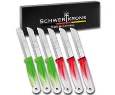Schwertkrone, set di 6 coltelli, coltello per verdure, seghettato, coltello da cucina da frutta, coltello multiuso, inossidabile
