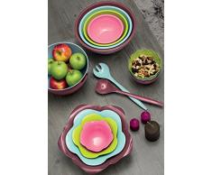 ZAK Designs M830-2227-Set di 4 portauovo e 4 cucchiai per Uova, melamina, Colore: Castagna/Assortiti