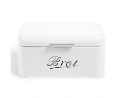 Theo&Cleo Contenitore per Pane con Coperchio, Grande Scatola per Mantenere Il Pane Croccante in Metallo, Adatta per Pane e Biscotti, li conserva a Lungo a Senza umidità, Design retrò, Bianco