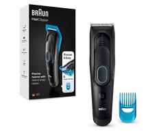 Braun Tagliacapelli Uomo, 9 Impostazioni di Lunghezza, Accessori Inclusi, Sistema di Memora SafetyLock, Lame Lunga Durata, Taglio Sempre Perfetto, Idea Regalo, HC5010 Nero e Blue