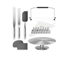 Kenwood KWSD100 Decorating Set di Pasticceria, Vassoio per Torte in Acciaio Inossidabile, Spatole, Sacca a Poche e Manicotto per Decorazione in Acciaio Inossidabile