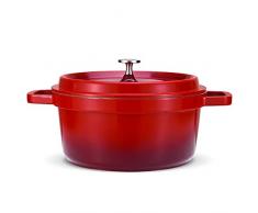QSJY Smaltato Ghisa Stockpot, 3.35Quart Rotondo Casseruola Coperto (Colore: Rosso, Dimensioni: 9.44X9.44X3.236.2 cm)