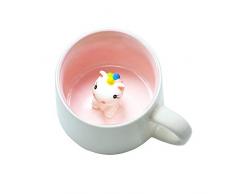 BigNoseDeer Unicorno Carino Tazza in Ceramica Unico Dipinto a Mano novità Coppe per Animali 3D, Personalizzata Cioccolato tè Latte Tazze, per Matrimoni, Compleanni, Amanti dellunicorno Donne Ragazze