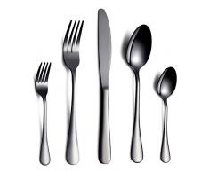 HOMQUEN Set Posate e Posate Nere, 30 Pezzi Set forchette Coltello e forchette in Acciaio Inox per 6 Persone (Nero, 6 Set)