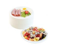 Piatti di Carta 17,8cm Durable Usa e Getta 120 Pezzi Riciclabile Piatti Carta Biodegradabili e Compostabili Monouso,Bianchi Bagassa Ecologici Piatto Piano Carta Perfetti Per Picnic, Barbecue e Feste