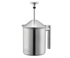 SILBERTHAL Montalatte manuale acciaio inox per 2 tazze di cappuccino | Schiumatore latte manuale 400 ml | Cappuccinatore manuale