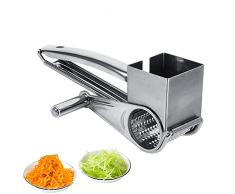 Grattugia per Formaggio, Grattugia-affetta Verdure in Acciaio Inox, Multifunzione Cucina Mestiere Affettatrice per Verdure Manuale con 1 tamburi