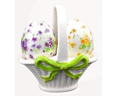 Merlo – Saliera e Pepiera in porcellana cesto – Saliera – Pepe – Barattolo per le spezie – Uova di Pasqua – Pasqua – Uova – Decorazione – Decorazione Tavolo – Decorazione – porcellana – 11 x 7 x 12 cm