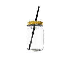 Bicchiere -Tazza in vetro con tappo vintage, foro per cannuccia Retrò drinking Jar Vintage