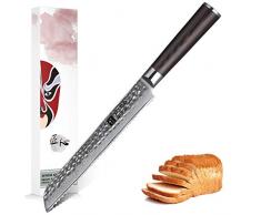 XINZUO Acciaio Damasco Coltello da Pane 20cm, Coltello Seghettato Affilato e Resistente Coltello da Cucina Professionale, Ergonomica in Pakkawood Manico, Adatto a Tutti i Tipi di Pane e Torte